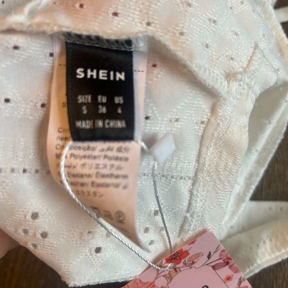 SHEIN White Eyelet Top NWT - Picture 4 of 4